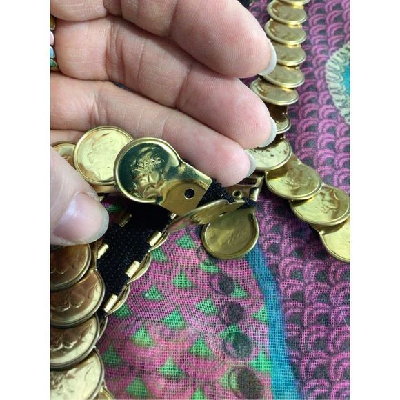 Vintage Gold Coin Stretch Belt ~ So Cute! Medium - Picture 12 of 16